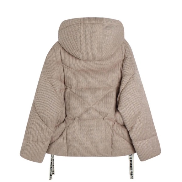 Tan Hooded Puffer Jacket with Drawstrings - Picture 2 of 5